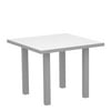 POLYWOOD AT36FASWH Euro 36' Square Dining Table in Textured Silver / White