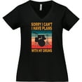 thumbnail image 3 of Inktastic Drummer Funny Retro Plans With My Drums Women's Plus Size V-Neck T-Shirt, 3 of 5