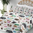 thumbnail image 3 of Ambesonne Dog Emoji Fitted & Top Sheet Set with Sham, Cartoon Puppy Animals Art, White and Multicolor, 3 of 5