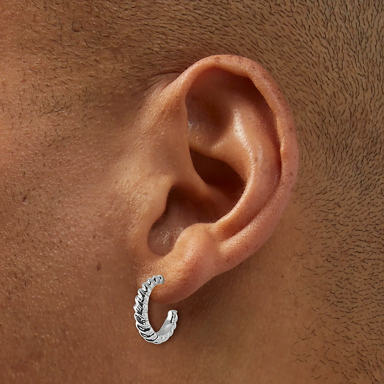 Claire's Silver Twisted Rope Tiny Hoop Earrings for Women and