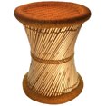 thumbnail image 1 of Natural Geo Moray Accent Stool - Handwoven Orange, 1 of 4