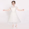 thumbnail image 2 of Sunny Fashion Girls Dress Floral White Lace Pearl Heart Maxi Princess Short Sleeve 6 Years, 2 of 2
