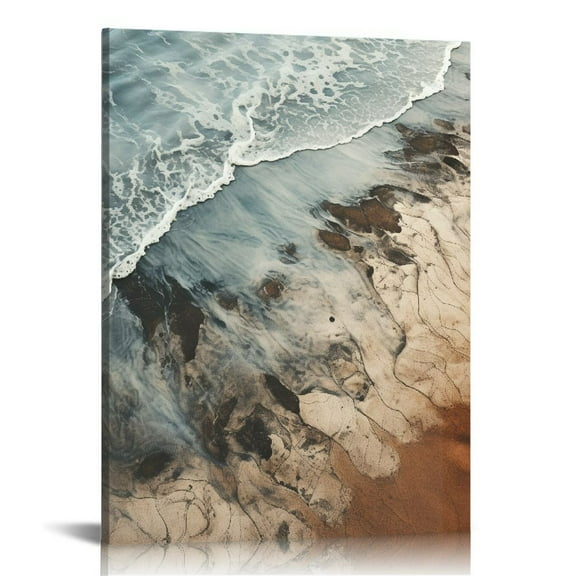 COMIO Hand Painted Modern Abstract Painting Textured Canvas Wall Art Minimalism Ocean Wave Oil Painting Living Room Bedroom Wall Decoration