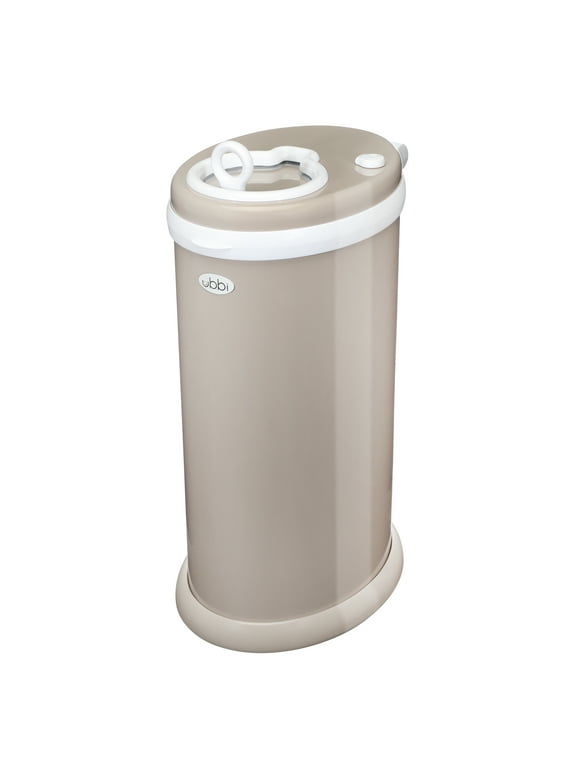 Ubbi Steel Odor Locking, No Special Bags Required Diaper Pail, Taupe Color