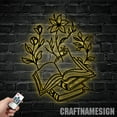 thumbnail image 3 of Craftnamesign Floral Books Lover Metal Wall Art LED Light, Flowers Book Sign, Library Sign, 3 of 5