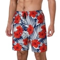 thumbnail image 2 of Haiem Leaves And Flowers Mens Swim Trunks with Compression Liner 2 in 1 Swimming Shorts Stretch Swimwear Quick Dry,Board Shorts-, 2 of 9