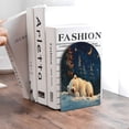 thumbnail image 6 of Susaid Starry Sky Sleep White Bear Print Wooden Bookends Decorative Book Ends for Shelves Heavy Books Holder Organizer Non-Slip Desk Book End for Kids Room Office School 1 Pairs, 6 of 8
