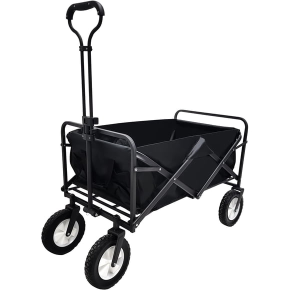 Heavy Duty Wagon Cart Swivel Collapsible Outdoor Utility Garden Beach Cart Black