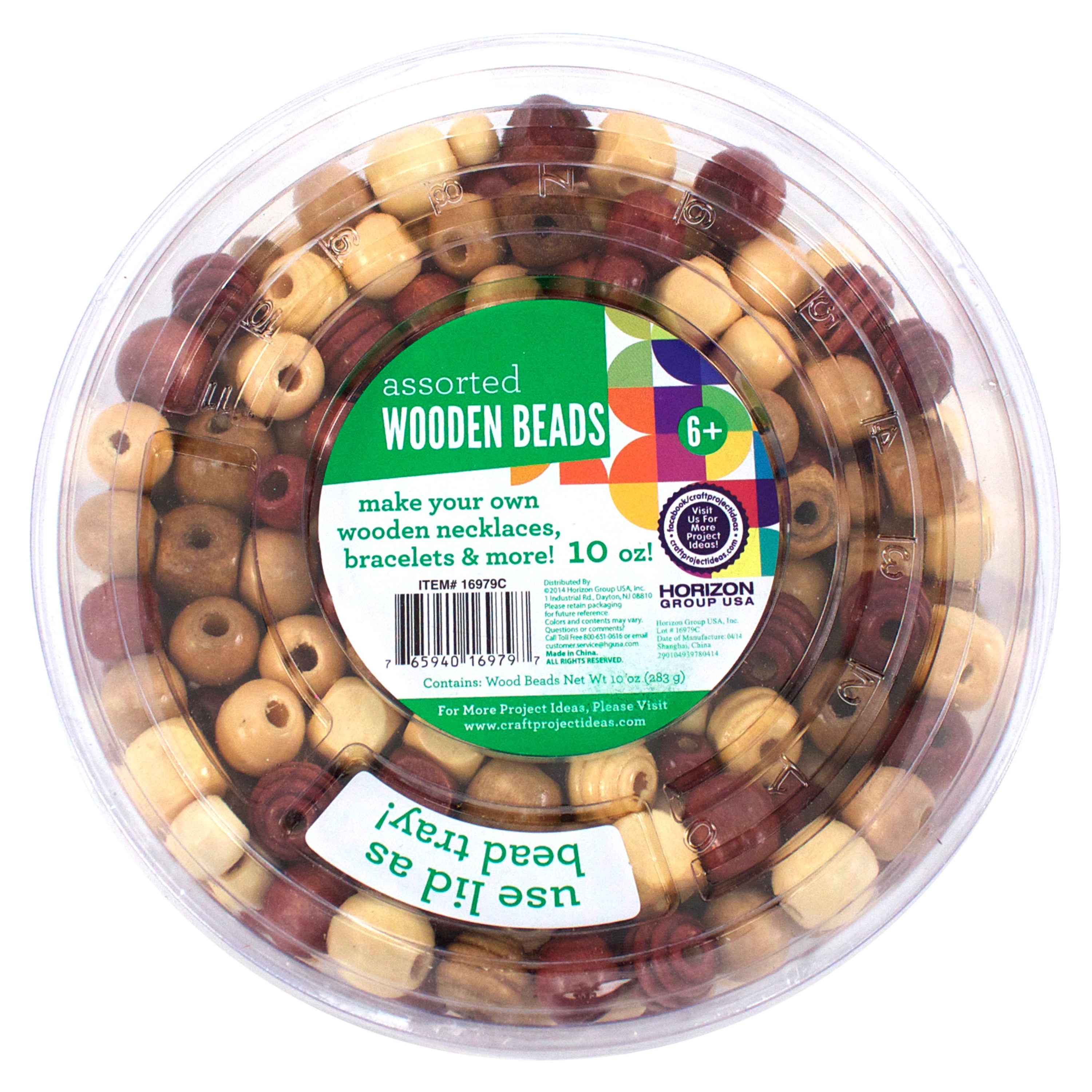 Horizon Group USA Assorted Wooden Bead Tub, 10 Oz.