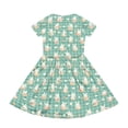 thumbnail image 4 of yuCgh Easter Dress for Girls, Floral Print Short Sleeve Summer Dress with Pocket, Casual Party Dress for Easter Day & Spring Season,Light Green 140, 4 of 5