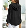 thumbnail image 3 of Sudadera con capucha cómoda de manga larga para mujer Sudadera con capucha y cremallera completa Jersey con cordón Negro S, 3 of 5