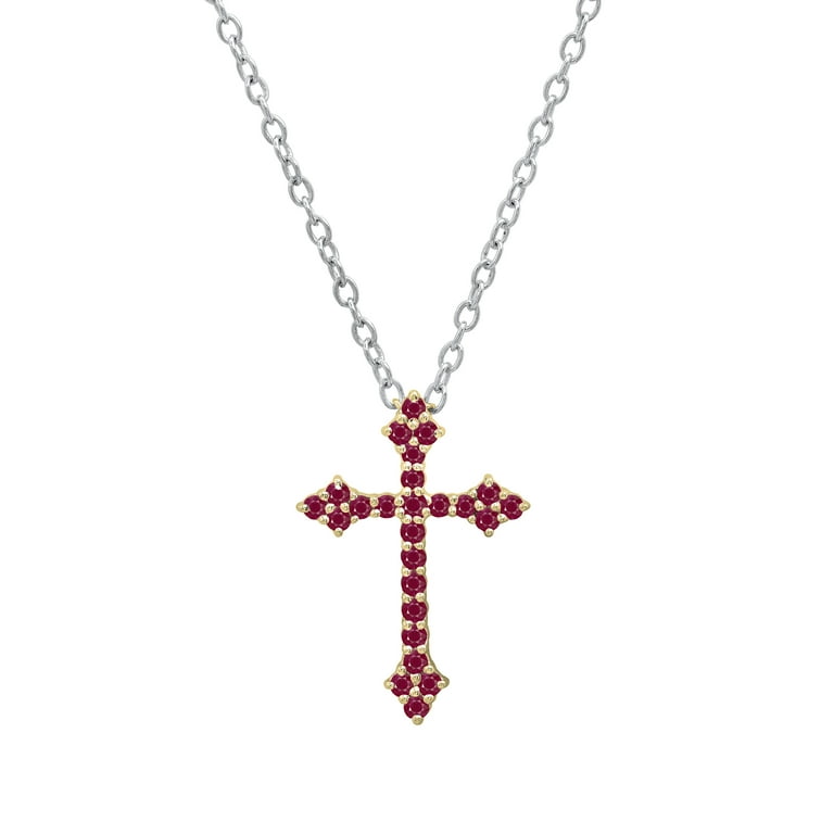 Ruby cross pendant necklace deals