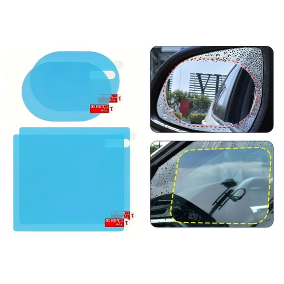 4-piece car rearview mirror waterproof film set with nano-coating for rain and fog protection, suitable for side windows