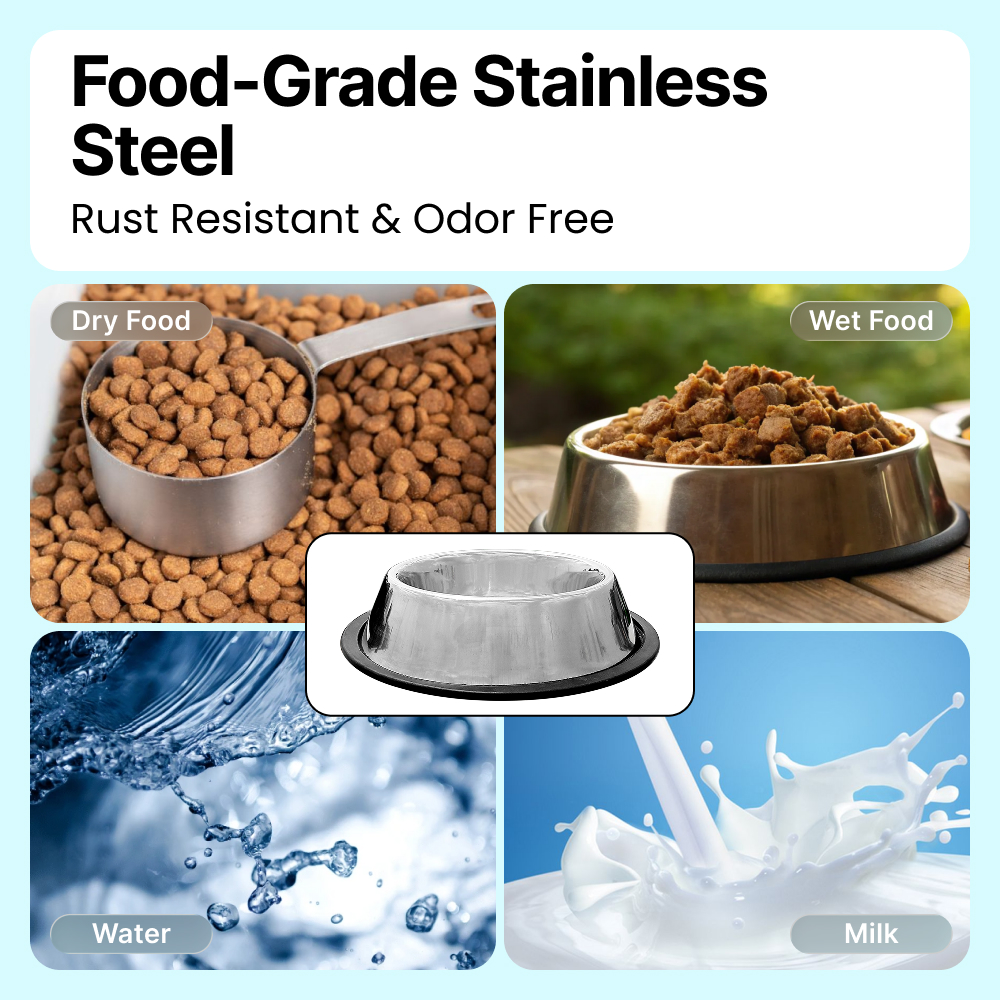 PetYupp Non Skid Rubber Base Stainless Steel Dog Bowl 32 oz