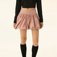 thumbnail image 5 of Women'S High Waist Ruffle Hem Bubble Mini Skirt A Line Flared Cute Skirts Streetwear Pink M, 5 of 8