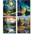 thumbnail image 3 of Qoosea 4 pack Paint by Numbers Kit for Adults with Frame, Paint by Number with Wooden Easel Diy Landscape Paint Kits for Adults for Home Decor Wall Decor 11.8x9.4inch, 3 of 10