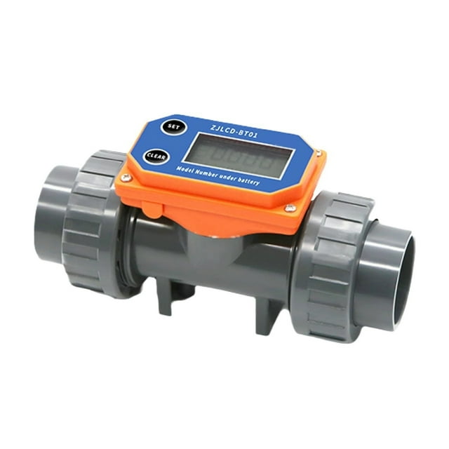 Battery Powered Digital PVC Flow Meter DN15-DN50 Pipe Liquid Flow Sensor for Water Irrigation Sewage Inline Measureme ,Easy Installation