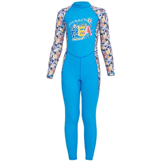 RUNZETA Kids Boys Girls Full Body Long Sleeve Swimsuit Wetsuit Toddler Children Scuba Diving Surfing One-Piece for Sun for Protection Rash Guard Swimwear Bathing Suit