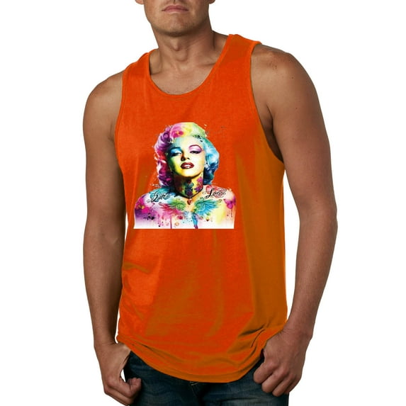 Wild Bobby Marilyn Monroe Multicolor Pop Art Pop Culture Men Graphic Tank Top, Orange, X-Large