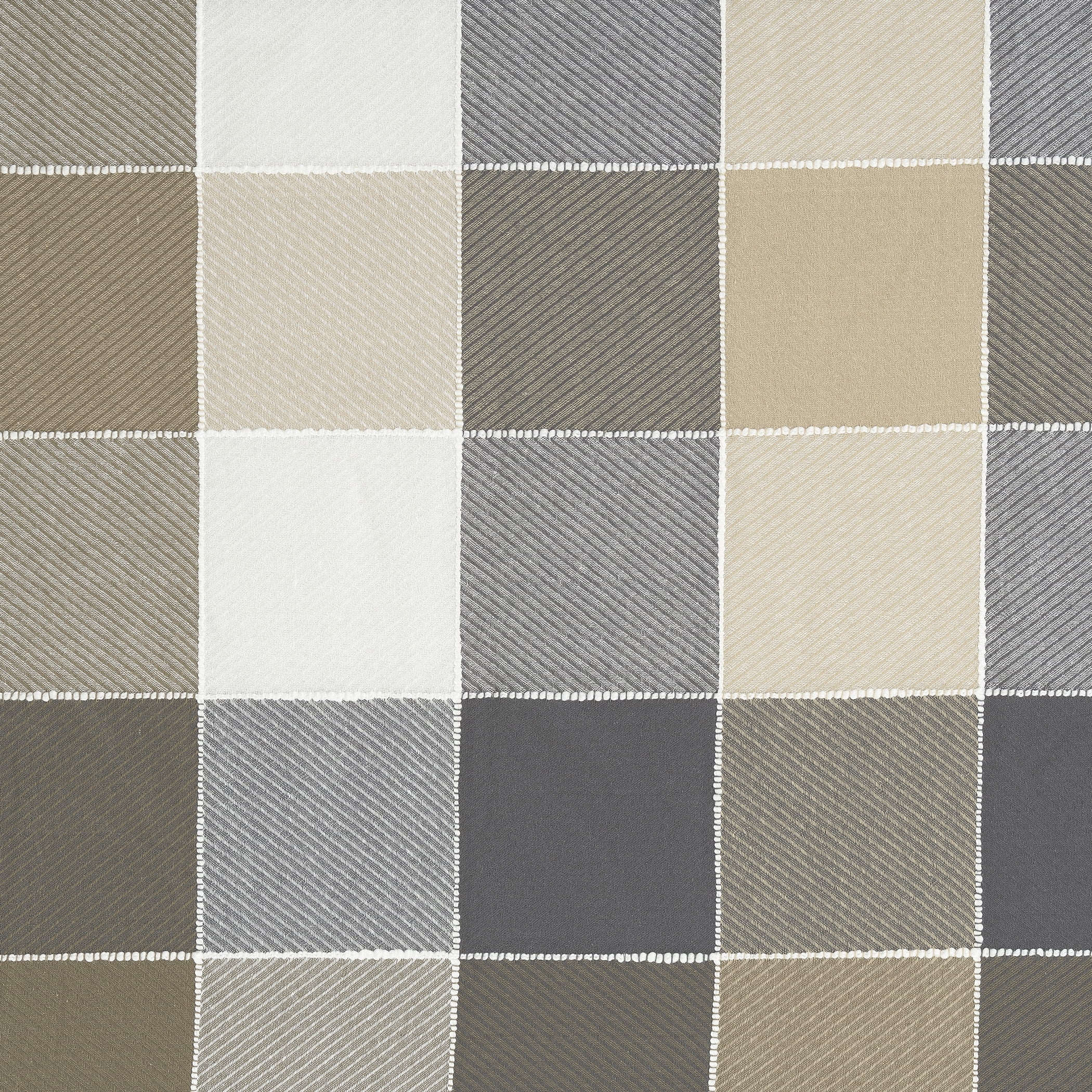 Archaeo Colorblock Plaid 100% Cafe Curtain Pair, 52"x45", 52"x45", Mocha Brown