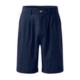 thumbnail image 4 of Linen Shorts for Men 7 Inch Inseam Casual Summer Vacation Beach Shorts with Pockets Elastic Waist Baggy Golf Short Navy XL, 4 of 4