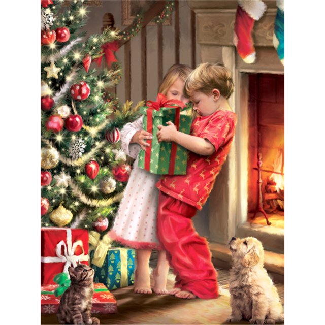 Cuadros Decorativos 5D bricolaje taladro redondo completo diamante pintura calabaza niños Navidad arte decoración JShteea Nuevos Originales