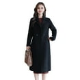 thumbnail image 2 of BAETEUY Women Jacket Turn-down Collar Pockets Double-breasted Overcoat, 2 of 8