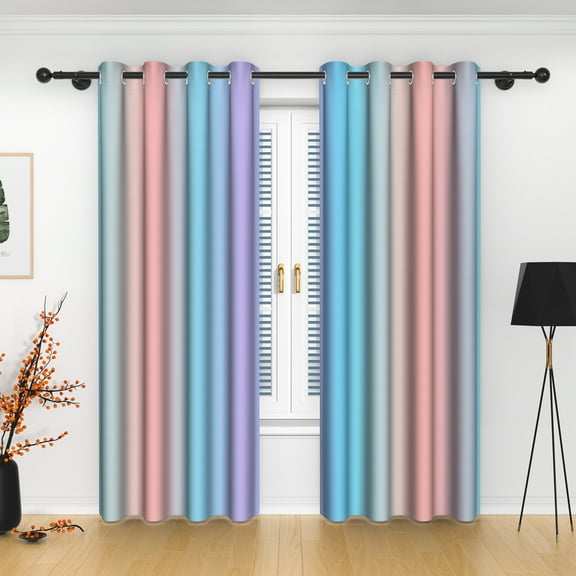 Lfeey Pink and Blue Ombre Curtains, Blackout Curtain for Bedroom/Living Room, 42x63 inch, Set of 2
