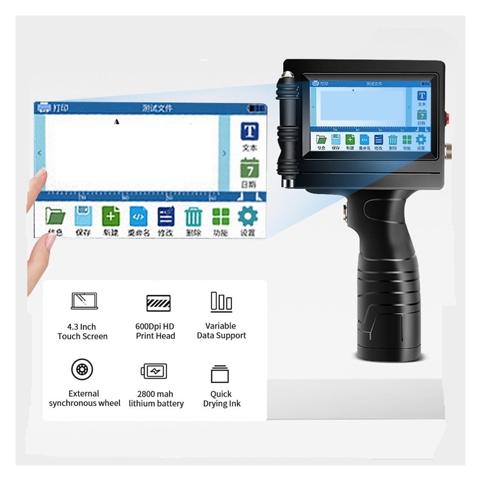 12.7mm Label Printer QR Code Batch Code Numbering Handheld, Smart Inkjet Printer 25 Languages Portable ,Versatile Surface Compatibility