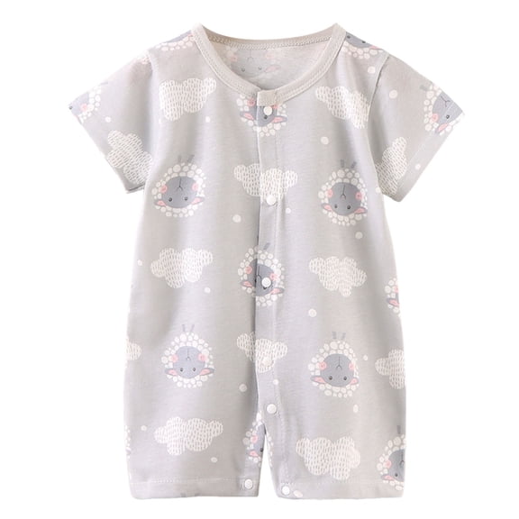 Yammkia Baby Boy Girl Romper Summer Clothing Newborn Baby Cotton Short Sleeve Thin Crawling Suit Baby Onesie Ha Clothes Baby Clothes Light Gray,9-12 Months