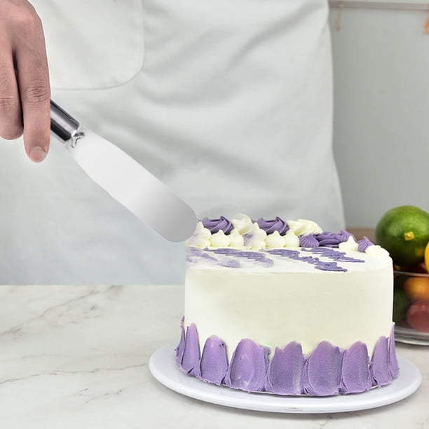 Juego de Espátulas de Acero Inoxidable con Rascador, Alisador de Glaseado y Herramienta de Decoración, con Hoja Angulada, 44.5 cm para Cubrir Pasteles, Untar Queso y Cortar Masa.