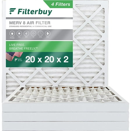 

20x20x2 Air Filter MERV 8 Dust Defense (4-Pack) Pleated HVAC AC Furnace Air Filters Replacement (Actual Size: 19.50 x 19.50 x 1.75 Inches)