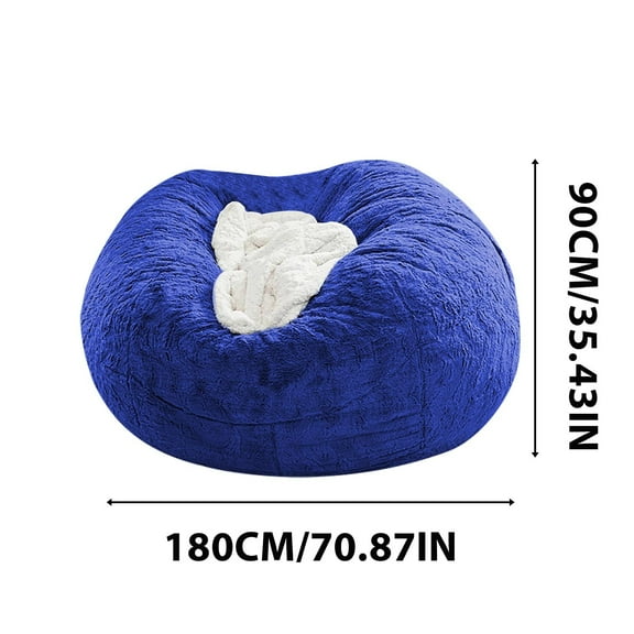 Begzeat Clearance Giant Fur Bean Bag Chair Cover for Kids Adults, Living Room Furniture Big Round Soft Fluffy Faux Fur Beanbag Lazy Sofa Bed Cover(Cover only, No Filler, Gemstone Blue, 7FT)