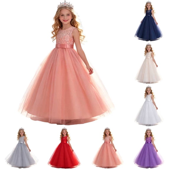 Fancifize Girls Party Princess Dress Wedding Birthday A Line Maxi Sleeveless Maxi Dresses Kids Evening Dress