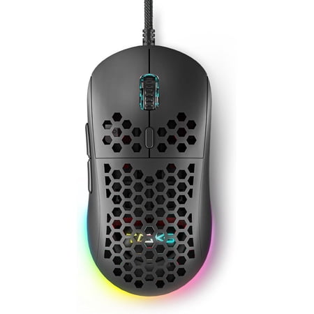 M1SE Wired Gaming Mouse with Honeycomb Shell, 12800DPI Optical Sensor, 6 Programmable Macros, Software Support for Custom Key Config, and RGB Settings Windows 7/8/10/XP, Vista, Linux-Black