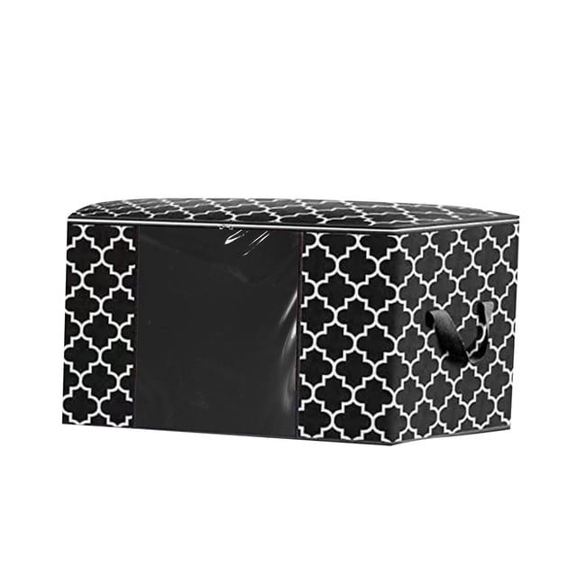Binwennn Storage Bags Large Blanket Clothes Organization Containers For Comforters Bedding Foldable Organizer With Reinforced Handle Clear Window Sturdy Zippers Christmas Storage Black Storage That