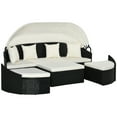 thumbnail image 1 of Outsunny 4 Pieces Rattan Daybed with Canopy, Cushions, Cream White, 1 of 10