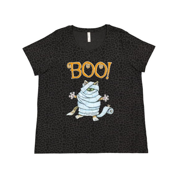 Inktastic Boo with Mummy Cat Women's Plus Size T-Shirt