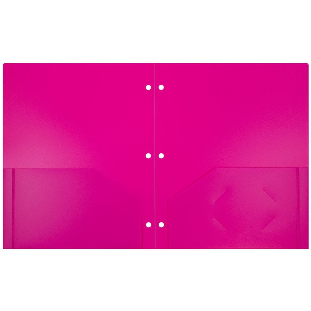 JAM Paper Plastic Heavy Duty 3 Hole Punch Pocket Folders, Assorted Fashion Colors, 12 Pack