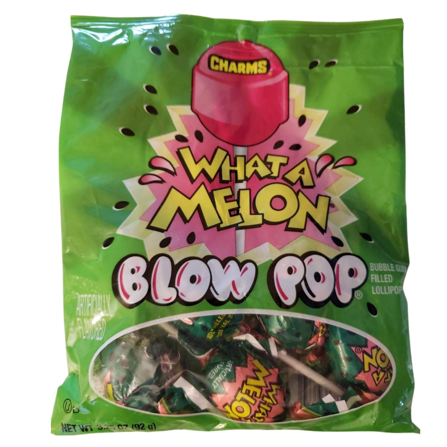 What A Melon Blow Pops Bubble Gum Filled Lollipop Great for Snack