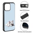 thumbnail image 2 of WIRESTER Shockproof Soft Rubber Cover Case for Apple iPhone 15 Pro 6.1" 2023, French Bulldog Dog Lying Down Looking Up On Pale Aqua Background, 2 of 5