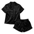 thumbnail image 4 of Miqool Womens Satin Pajamas Set Button Down 2 Piece Pjs Cute Ruffled Shorts Set Soft Sleepwear Nightwear, 4 of 5
