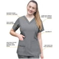 thumbnail image 3 of Adar Pro Haut d'Uniforme à Col en V pour Femme, Coupe Ajustée, Gris Chiné, L, 3 of 7