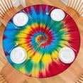 thumbnail image 2 of Colorful Tie Dye Mandala Pattern Round Fitted Tablecloth with Elastic Edge,Dining Table Cover Waterproof,Outdoor Round Tablecloth for Camping,Dining,Indoor and Outdoor, 2 of 7