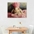 thumbnail image 3 of COMIO  Bunny Rabbit Resting in Bed Off-White Pink, Canvas Wall Art, 3 of 5