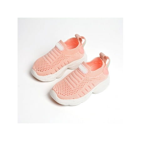 

SIMANLAN Girls Casual Sneaker Slip On Athletic Shoe Thick Sole Sneakers Unisex-Child Fashion Running Shoes Boys Breathable Sport Trainers Pink With Logo 7C