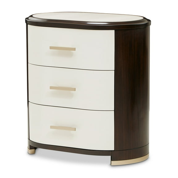 Paris Chic Wood & Marble Nightstand - Espresso