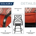 thumbnail image 5 of SOLAURA 2 Piece Outdoor Swivel Bar Stools Patio Metal Height Bistro Chairs with Cushions, 5 of 7