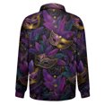 thumbnail image 4 of LNZGNM Men's Mardi Gras Shirts 1/4 Zipper Plus Size Mask Printed Sweatshirts Banded Collar Long Sleeve Top Novelty Carnival Outerwear,Dark Purple 3XL, 4 of 7