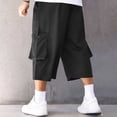 thumbnail image 5 of SOOMLON Mens Cargo Capri Pants Big and Tall Elastic Waist Half Pants Loose Outdoor Pants Trendy Weekend Clothes, 5 of 9